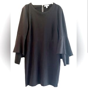 H by Halston Black Bell-sleeve Fit and Flare Dress